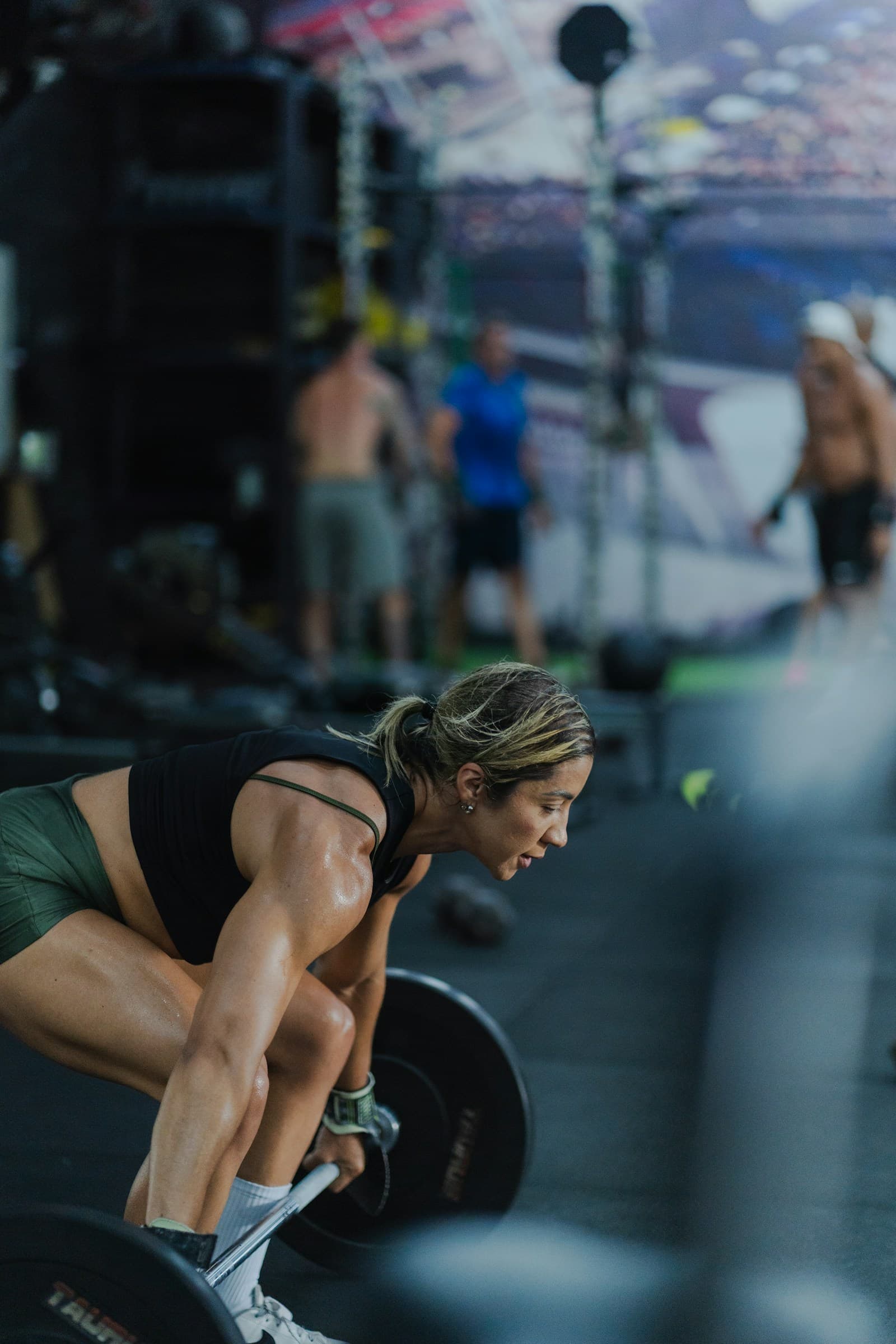 Lifter setting up for a deadlift
